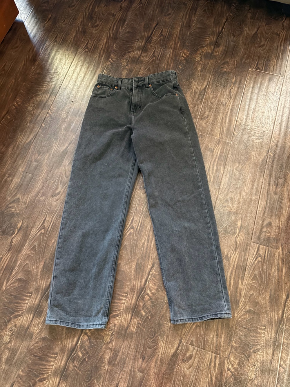 Motel Denim Wide Leg Jeans Womens xs Black High Waist Baggy